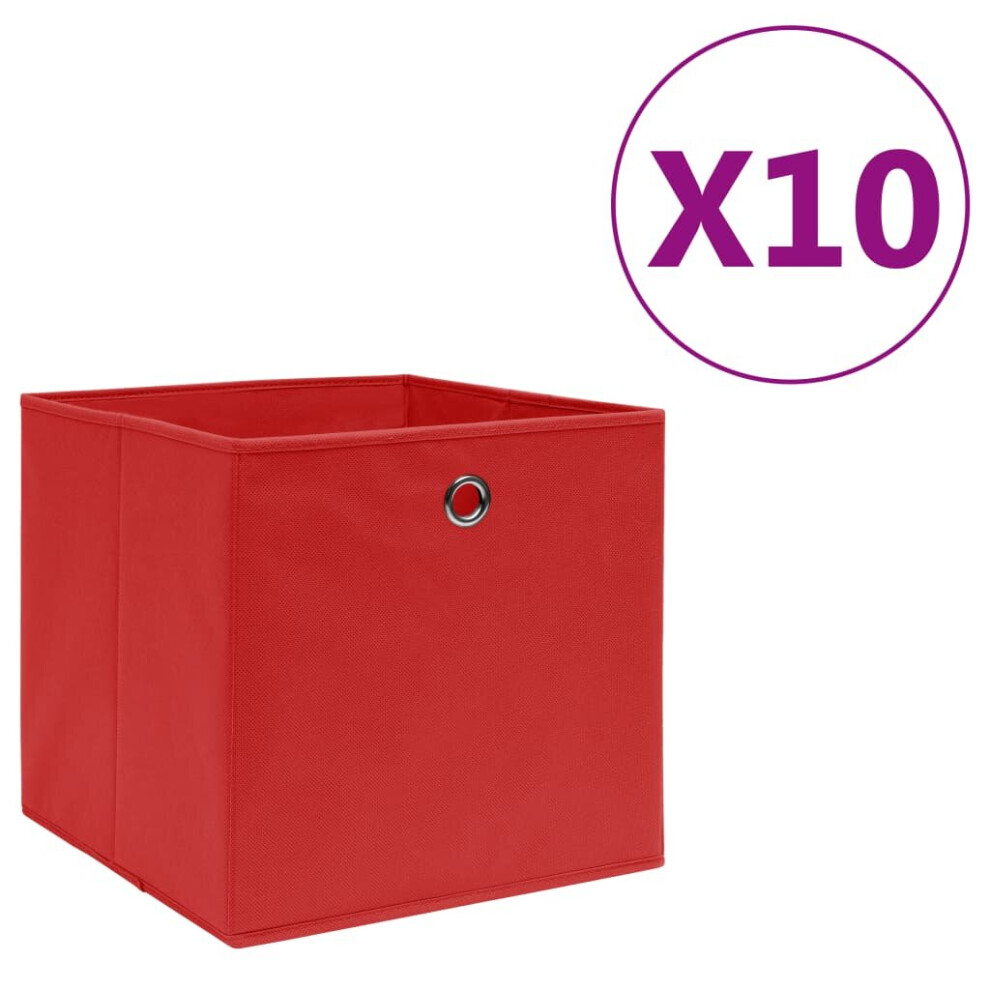 vidaXL 10x Storage Boxes Non-woven Fabric Red Organiser Cube Basket Container