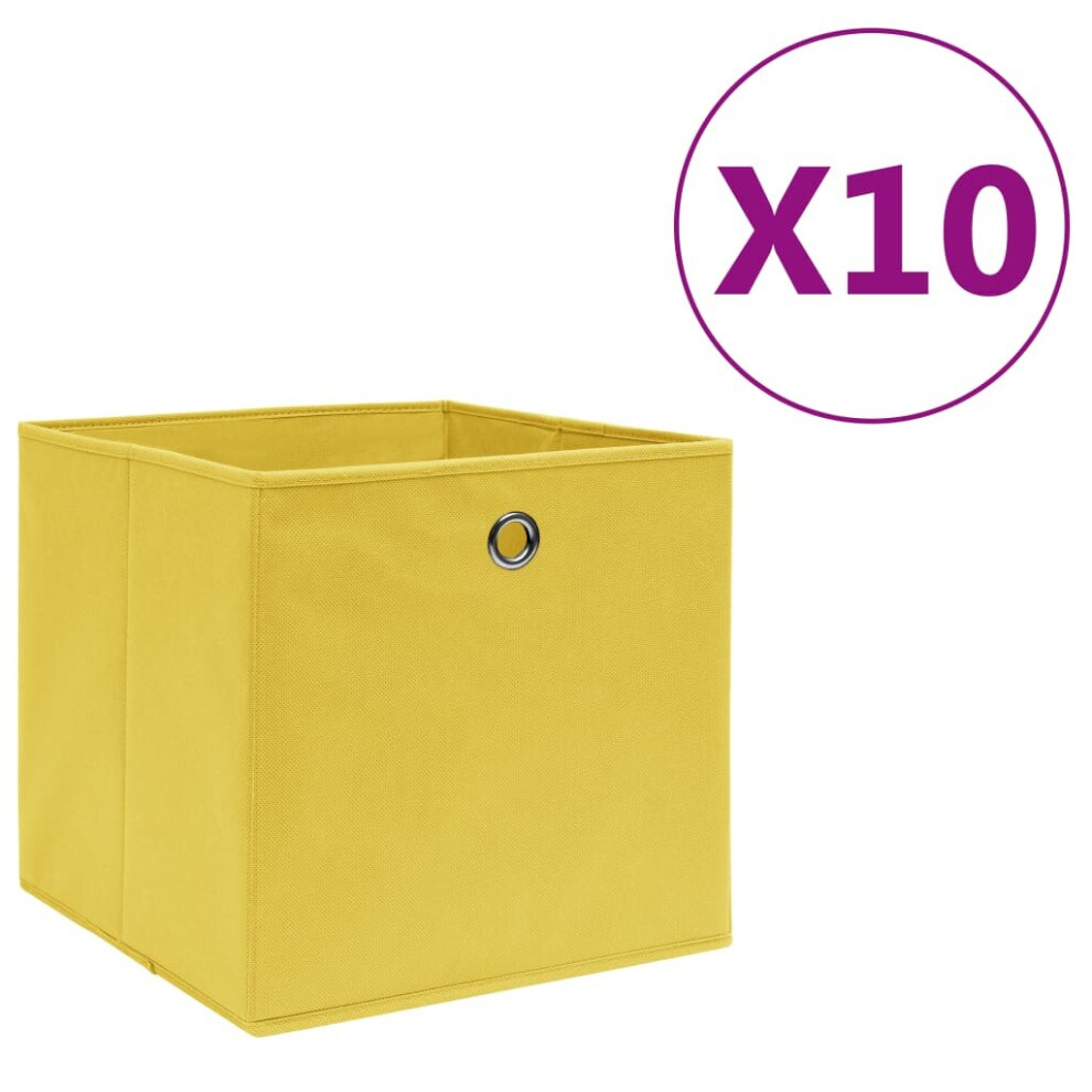 vidaXL 10x Storage Boxes Non-woven Fabric Yellow Organiser Basket Container