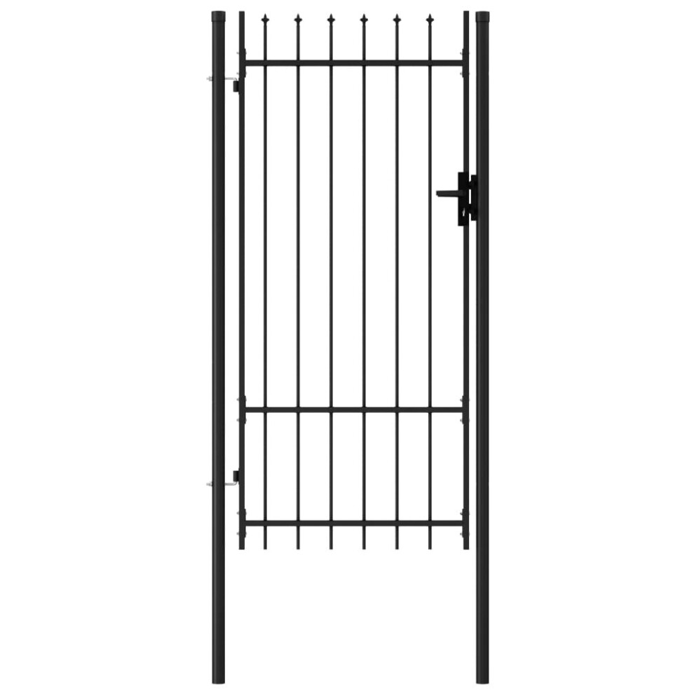 Vidaxl Fence Gate Single Door With Spike Top Steel 1X2m Black Garden Barrier 8719883769127