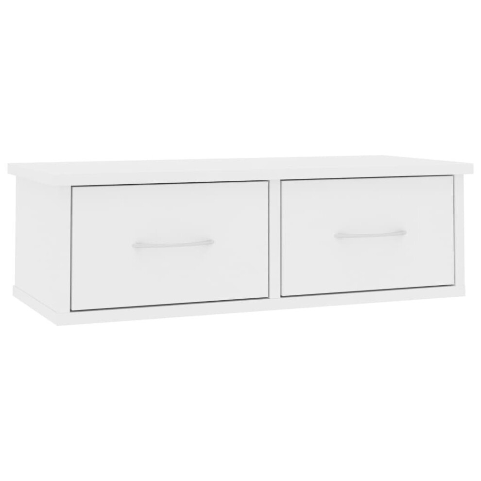 Simply Chosen 4U Vidaxl Wall-Mounted Drawer Shelf White Engineered Wood Floating Shelf Cabinet