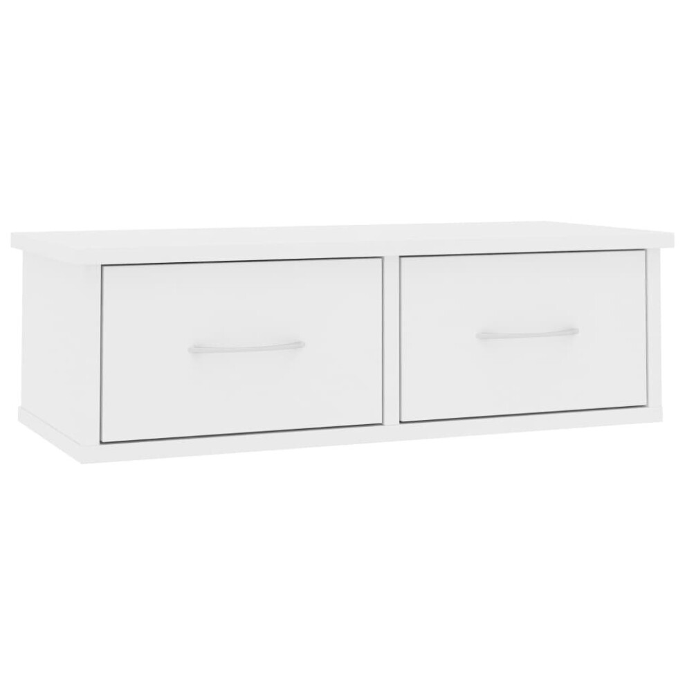 vidaXL Wall-mounted Drawer Shelf White Engineered Wood Floating Shelf Cabinet