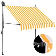 vidaXL manuel udtrækkelig markise med LED-lys 100 cm hvid og orange