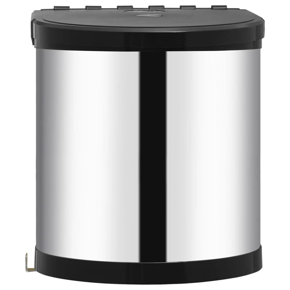 vidaXL Kitchen Built-in Dust Bin Stainless Steel 12L Cupboard bin Trash Can