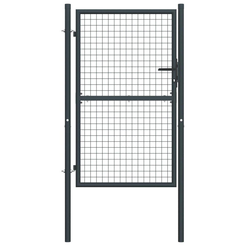 Vidaxl Mesh Garden Gate Galvanised Steel Grey Driveway Door Terrace Barrier 8719883769394