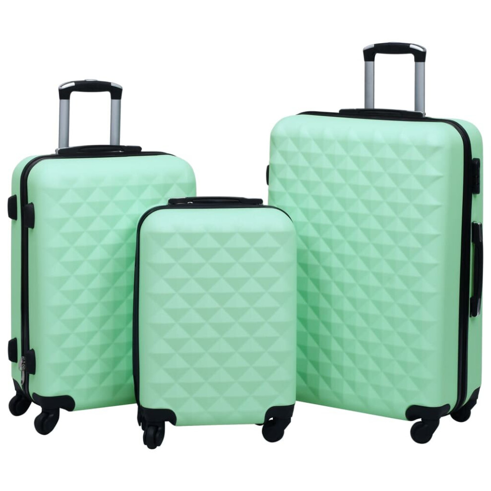 Vidaxl 3X Hardcase Trolley Set Mint Abs Space-Saving Travel Luggage Suitcase