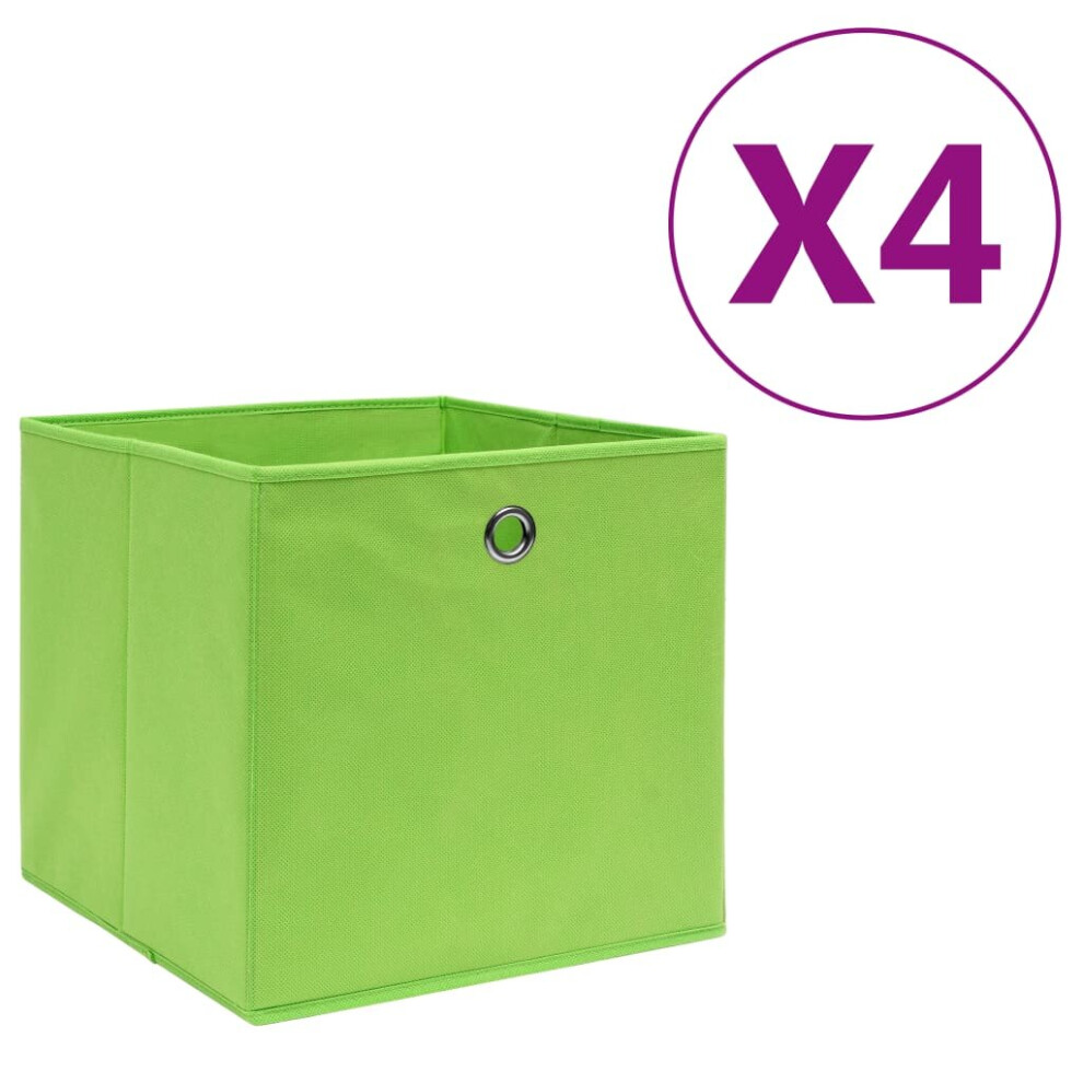 vidaXL 4x Storage Boxes Non-woven Fabric Green Organiser Cube Basket Container