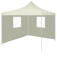 vidaXL Professional Folding Party Tent with 2 Sidewalls Steel Cream 2m Canopy