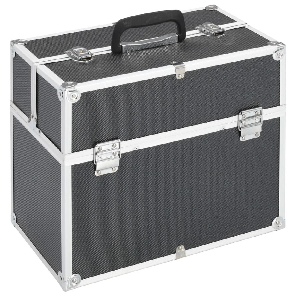 Simply Chosen 4U Vidaxl Make-Up Case Black Aluminium Beauty Case Storage Organiser Vanity Case