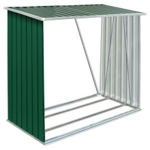 vidaXL Garden Log Storage Shed Galvanised Steel 163x83x154cm Green Cabin House