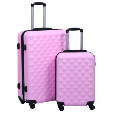 vidaXL 2x Hardcase Trolley Set Pink ABS Practical Travel Luggage Bag Suitcase
