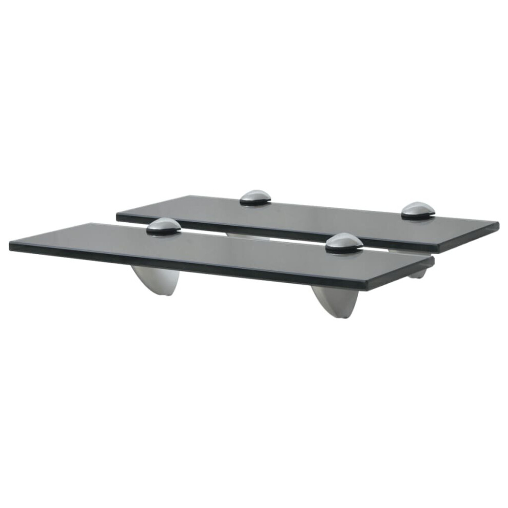 Vidaxl 2X Floating Shelves Glass 30X10cm 8Mm Wall Mounted Shelf Display Stand 8719883873404