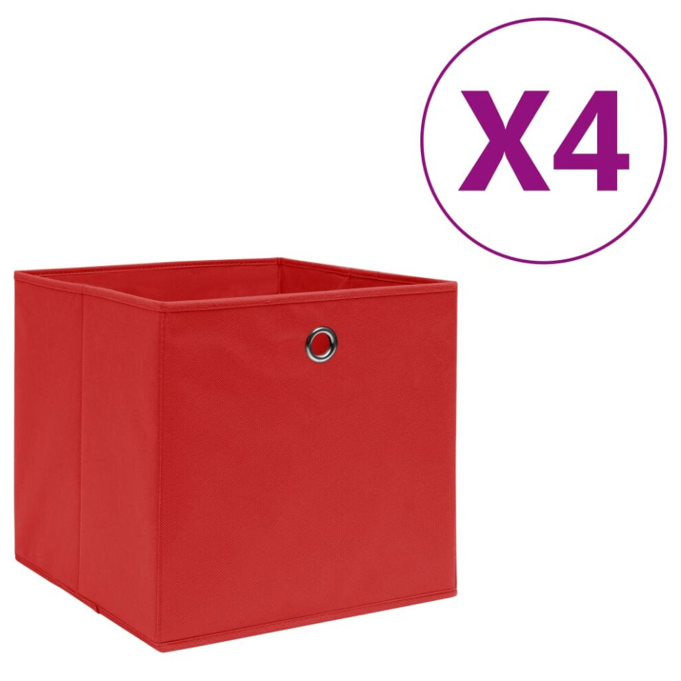 Vidaxl Red 4X Storage Boxes Non-Woven Fabric Organiser Cube Basket Container