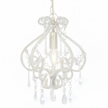 vidaXL Ceiling Lamp with Beads White Round E14 Pendant Light Living Room Lamp