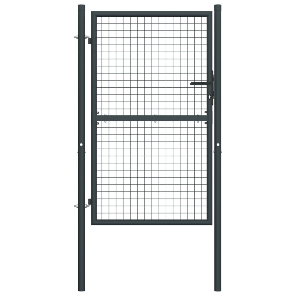 Vidaxl Mesh Garden Gate Galvanised Steel Grey Driveway Door Backyard Barrier 8719883769370