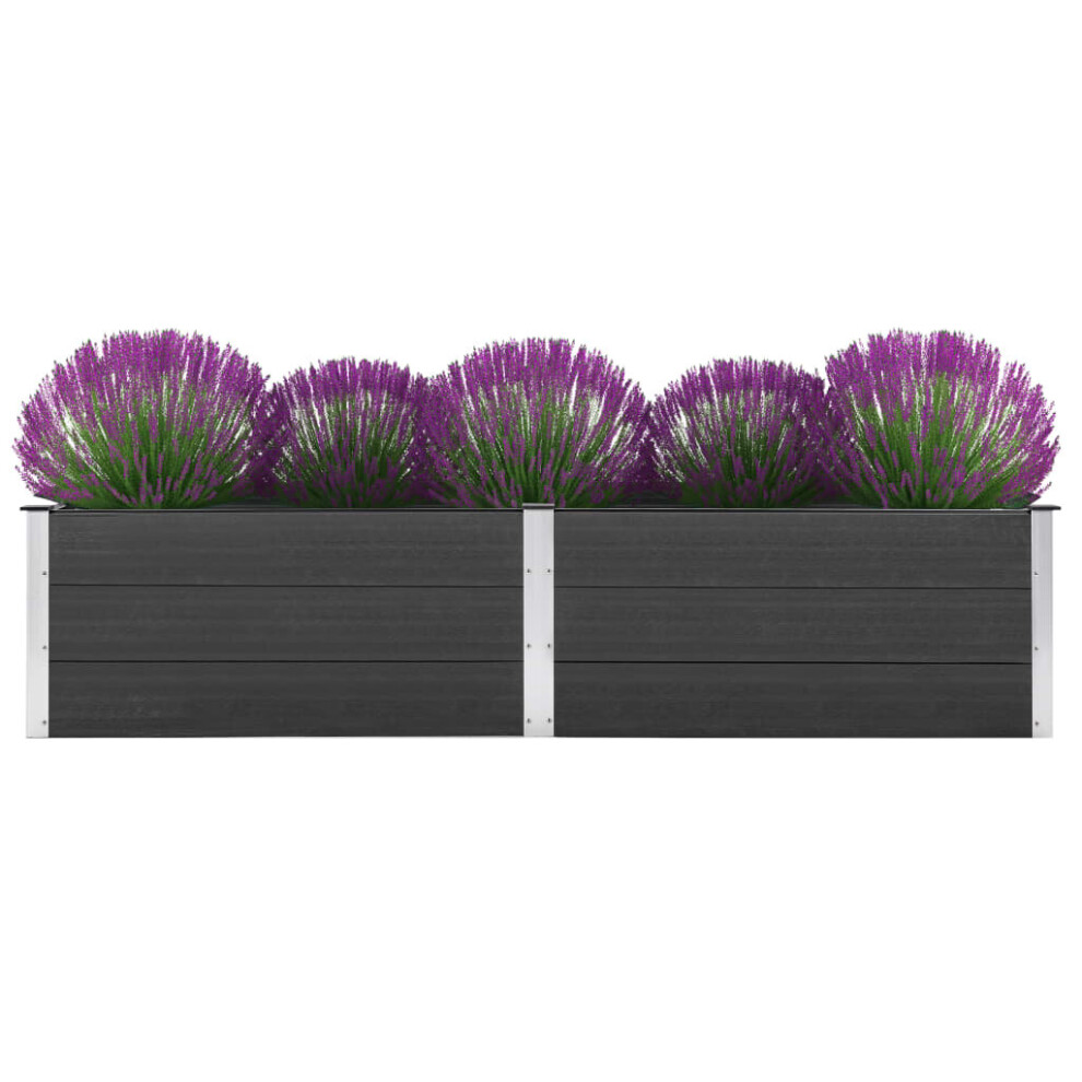 vidaXL Garden Raised Bed WPC 250x50x54cm Grey Garden Pot Raised Bed Flower Box