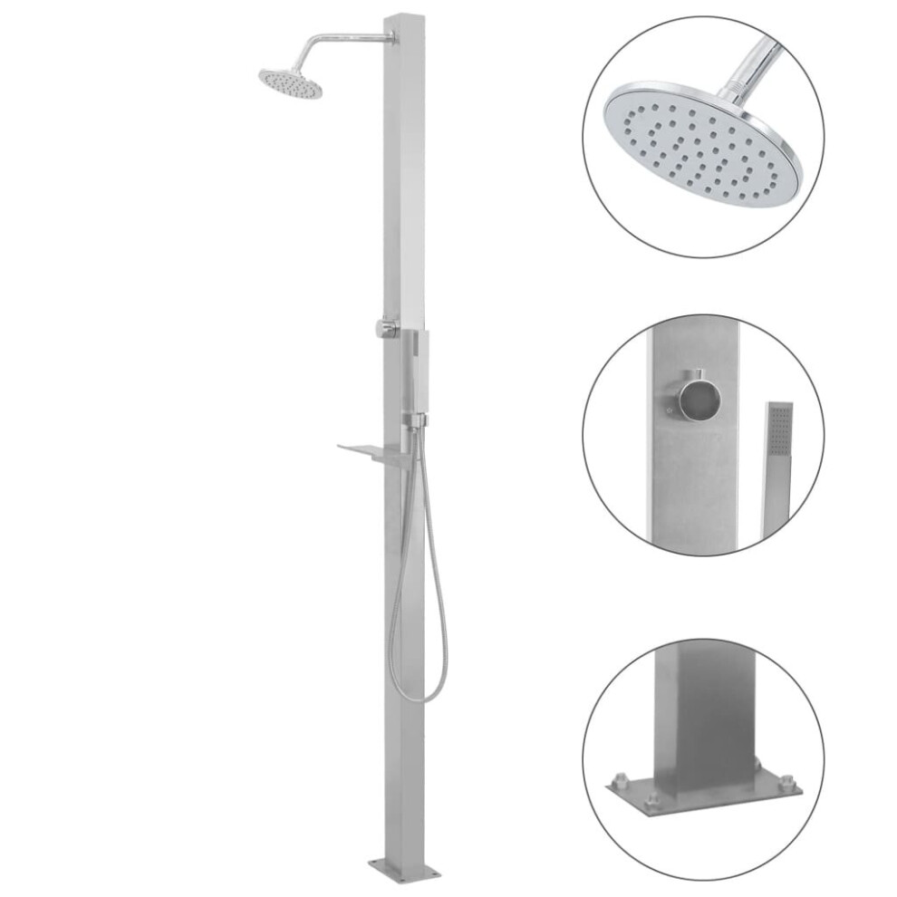 vidaXL Outdoor Shower Stainless Steel Straight Garden Shower Towers Waterfall