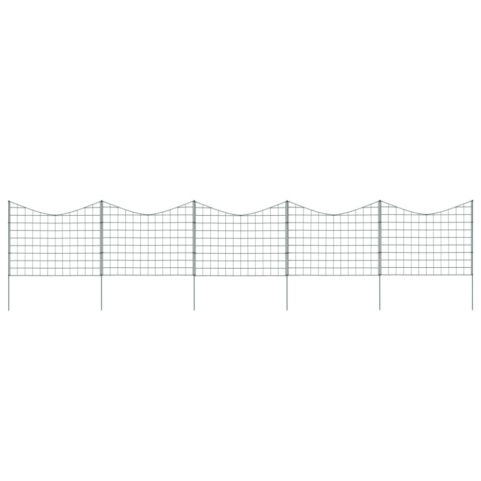 Vidaxl Lower Arch Garden Fence Set 77.5X64cm Green Garden Barrier Border Edging 8719883785790