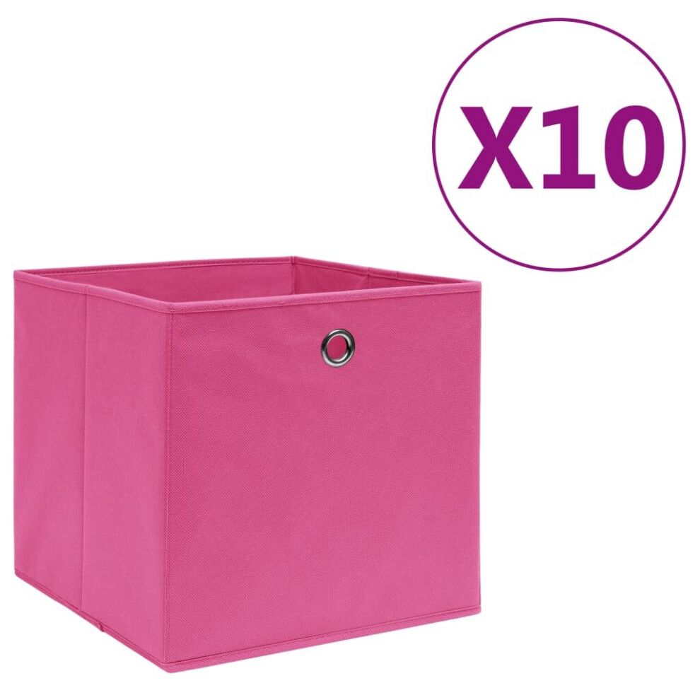 vidaXL 10x Storage Boxes Non-woven Fabric Pink Organiser Cube Basket Container