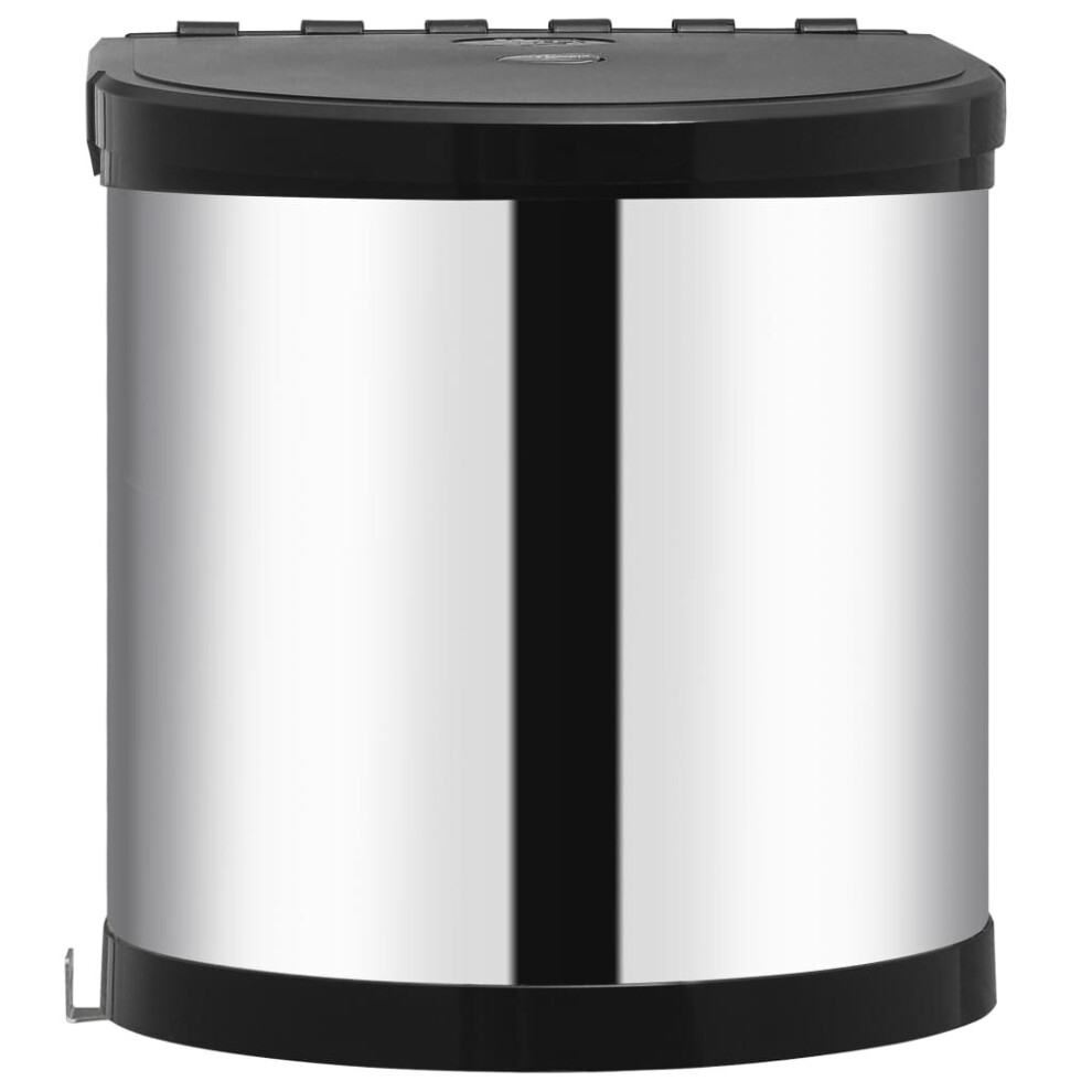 vidaXL Kitchen Built-in Dust Bin Stainless Steel 8L Cupboard Dustbin Trash Can