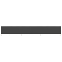 vidaXL 6-Panel Wind Screen 800x120 cm Anthracite Beach Shelter - Non-Woven Fabric & Wood, 7 Poles (47176)