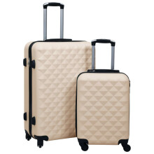 vidaXL 2x Hardcase Trolley Set Gold ABS Practical Travel Luggage Bag Suitcase