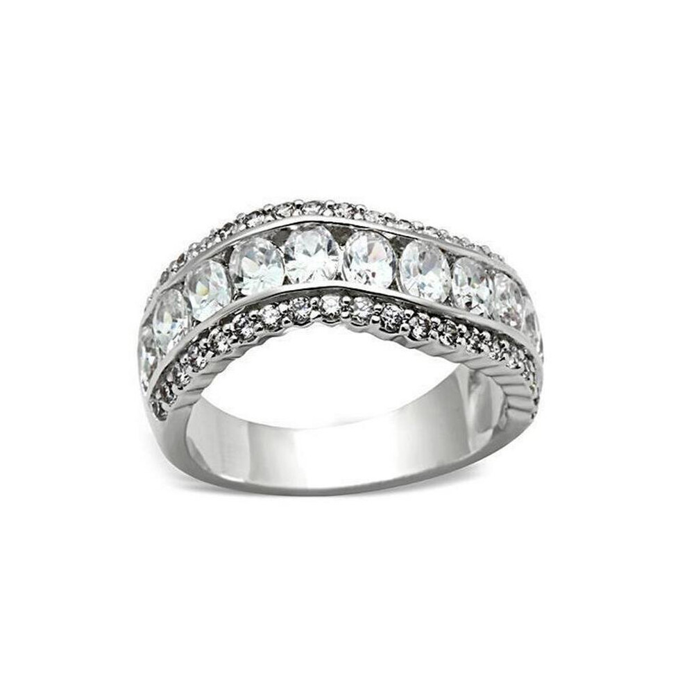 Photos - Ring Alamode SS029-9 Silver 925 Sterling Silver  with AAA Grade CZ, Clear - Size 9