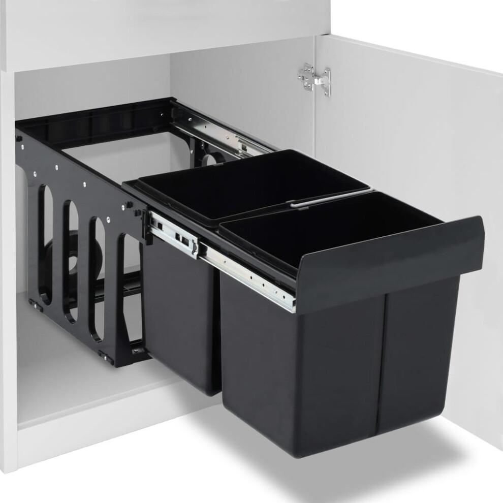 vidaXL Kitchen Cupboard Pull-out Recycled Dustbin Soft-Close 36L Rubbish Bin