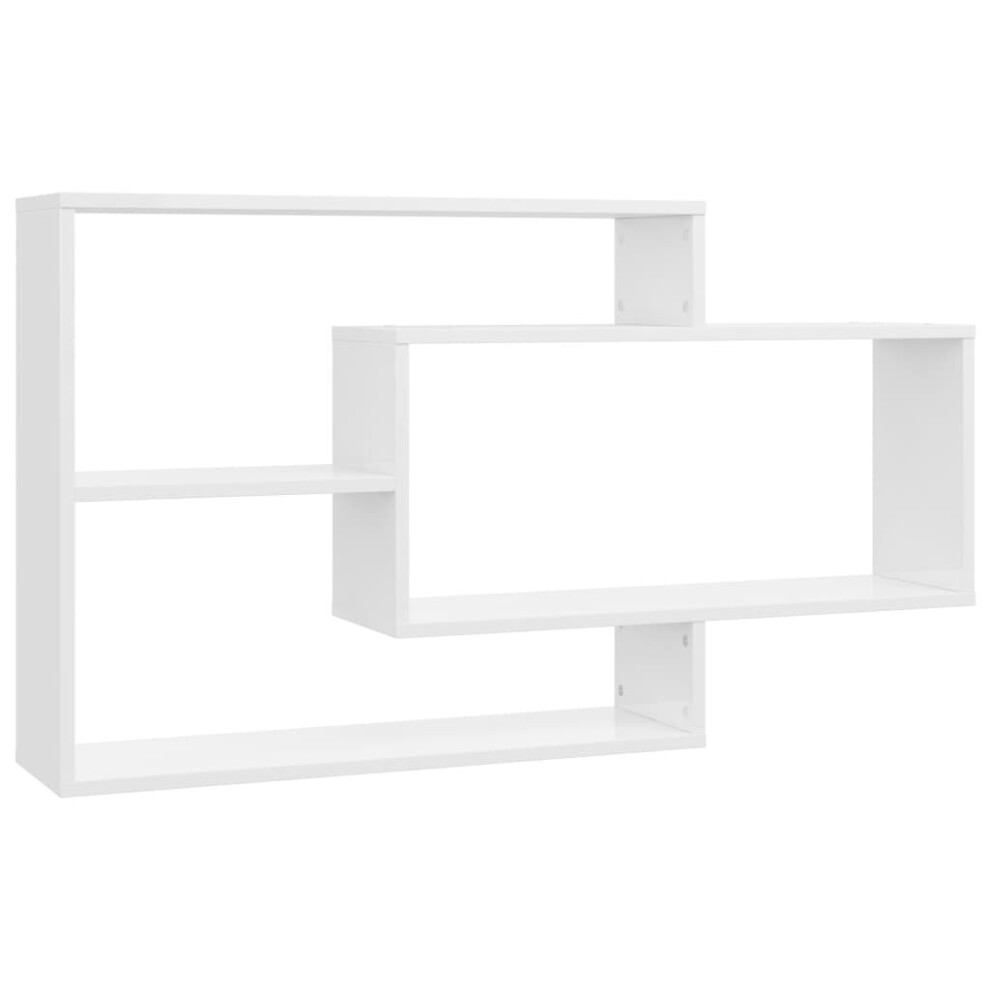 vidaXL Wall Shelf High Gloss White Engineered Wood Floating Display Cabinet