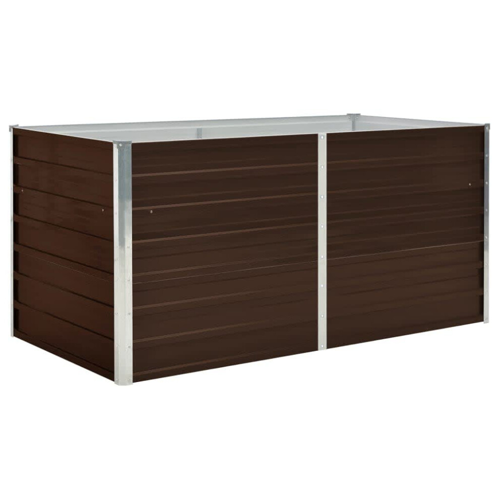 vidaXL Raised Garden Bed Brown 160x80cm Galvanised Steel Planter Flower Box