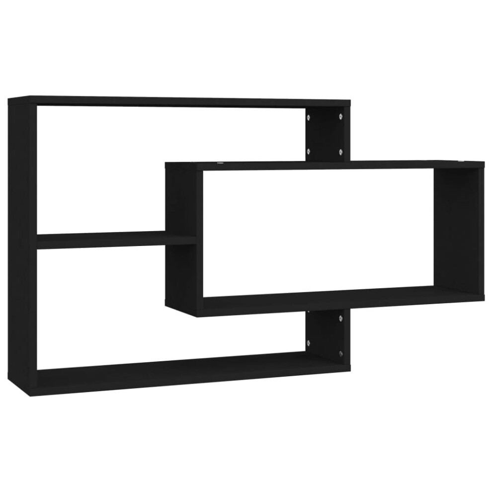 vidaXL Wall Shelf Black Engineered Wood Floating Cabinet Display Bookshelf