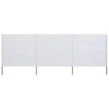 vidaXL 3-panel Wind Screen Fabric 160cm Sand White Camping Privacy Sun Screen