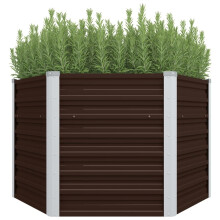 vidaXL højbed brun 129x129x77 cm galvaniseret stål