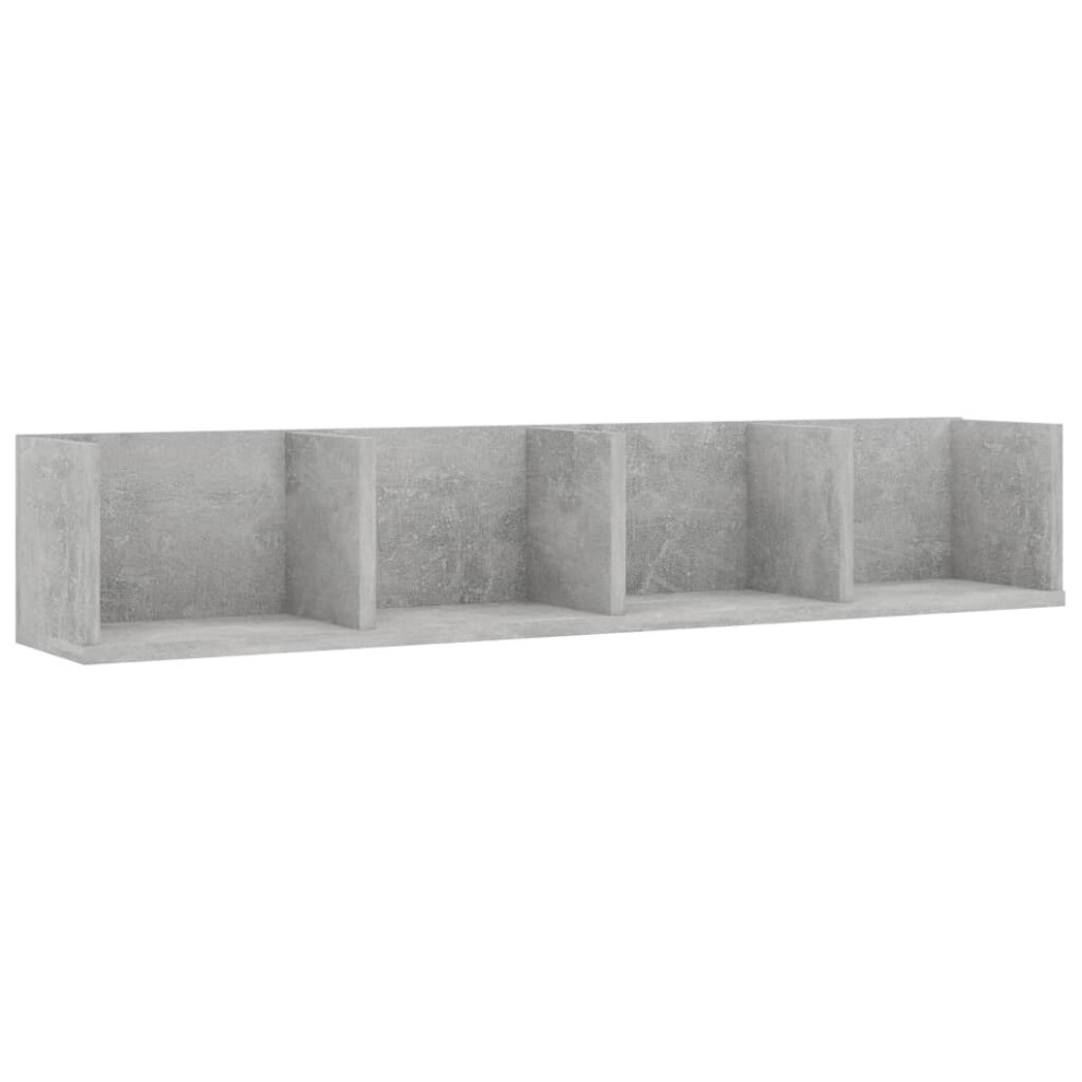 vidaXL CD Wall Shelf Concrete Grey Engineered Wood Baby and Kids Room Cabinet