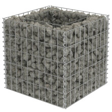 vidaXL hævet gabionpotte, galvaniseret stål, 50x50x50 cm