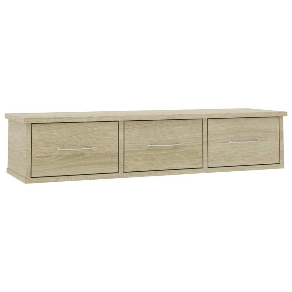 Vidaxl Wall-Mounted Drawer Shelf Engineered Wood Sonoma Oak Floating Shelf