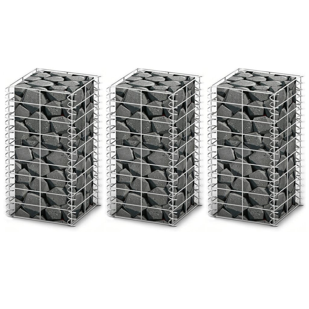 Simply Chosen 4U Vidaxl 3 Piece Gabion Set Galvanised Wire Basket Cage Gravity Retaining Walls