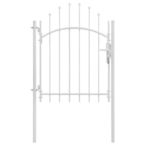 vidaXL Garden Gate with Arched Top Steel 1x2m White Entrance Barrier Door