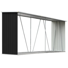 vidaXL Garden Log Storage Shed - Galvanised Steel, Anthracite 330 x 84 x 144/152 cm | 47085
