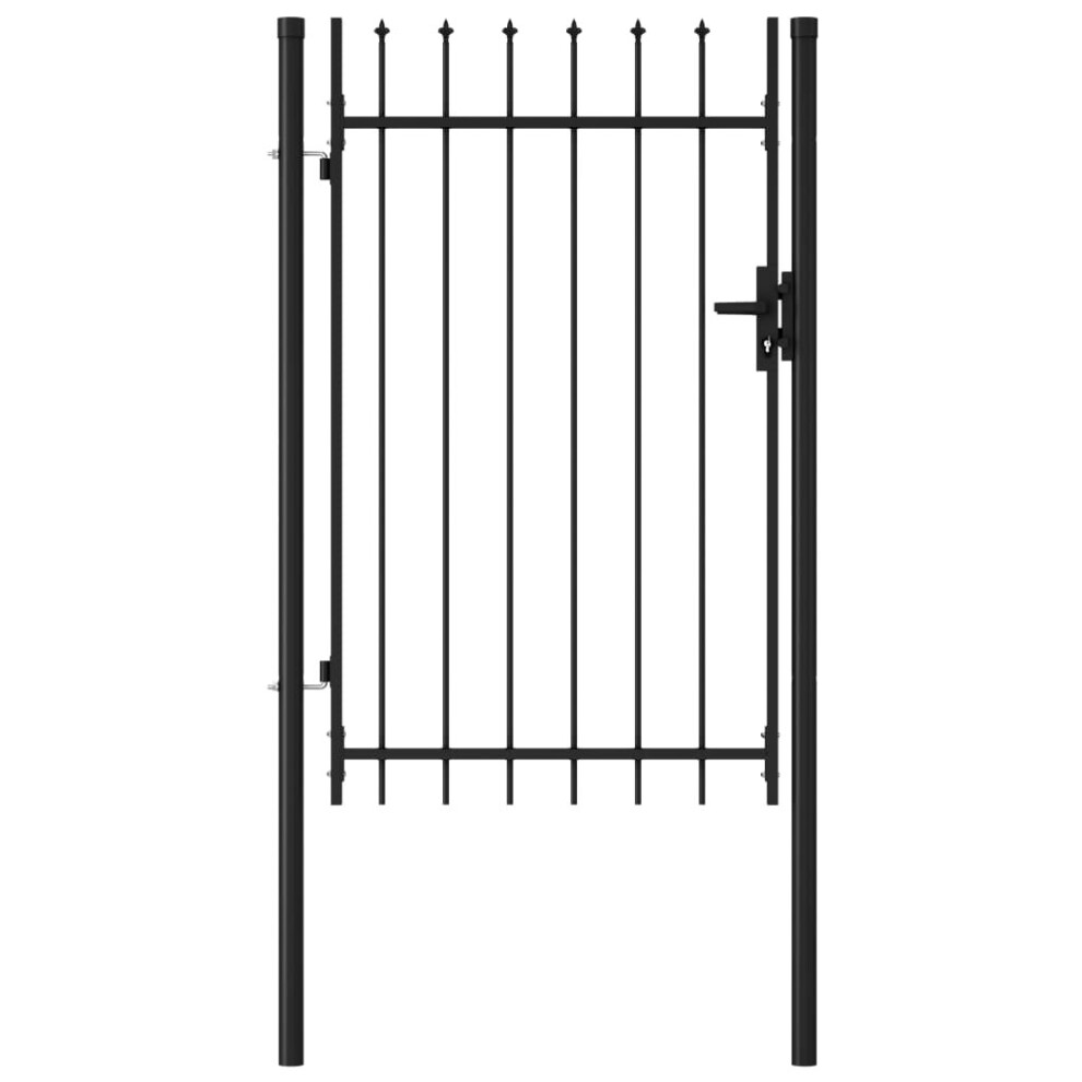 Vidaxl Fence Gate Single Door With Spike Top Steel 1X1.5m Black Garden Barrier 8719883769530