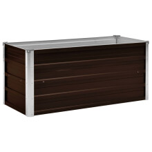 vidaXL Garden Raised Bed Brown 100x40x45cm Galvanised Steel Planter Flower Box