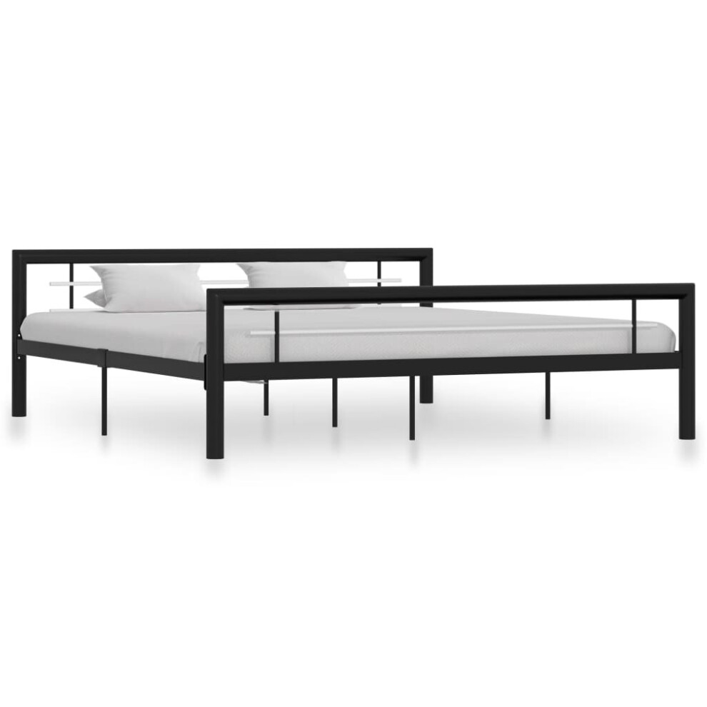 vidaXL Bed Frame Black and White Metal 180x200cm 6FT Super King Furniture