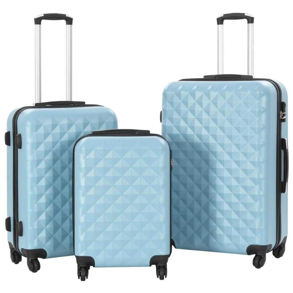 vidaXL 3 Piece Hardcase Trolley Set Blue ABS Travel Luggage Bag Suitcase Box