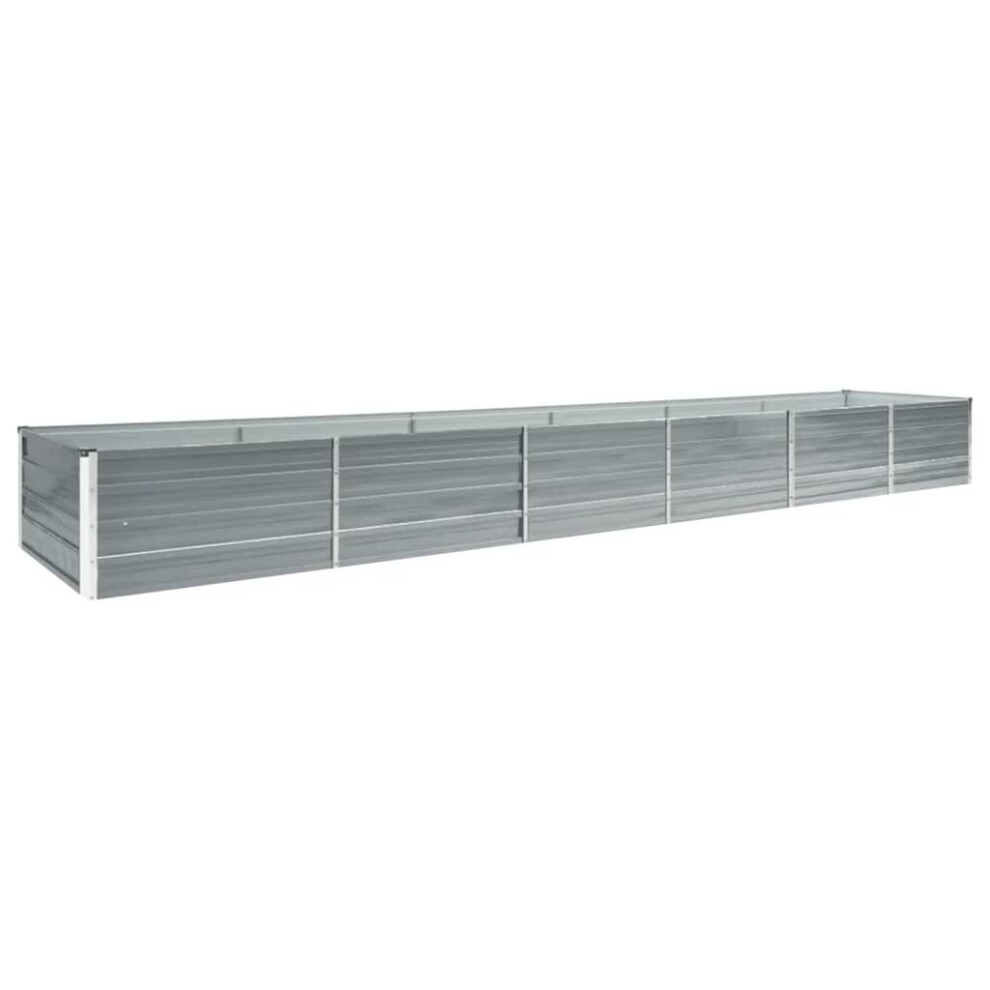 vidaXL Garden Raised Bed Galvanised Steel 480x45cm Grey Outdoor Raised Bed Pot