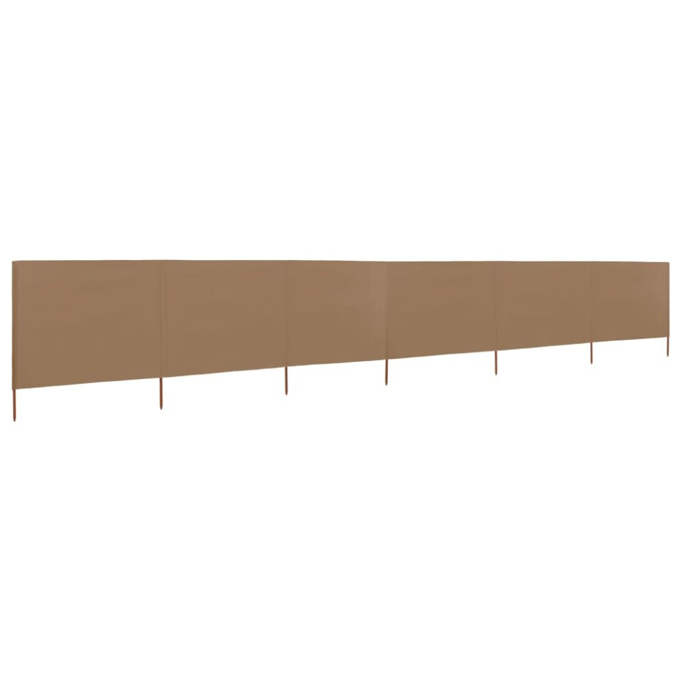 Vidaxl 6-Panel Wind Screen Fabric Taupe Privacy Camping Windbreaker Shelter