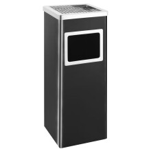 vidaXL Mülleimer mit Aschenbecher 36 L Stahl Schwarz