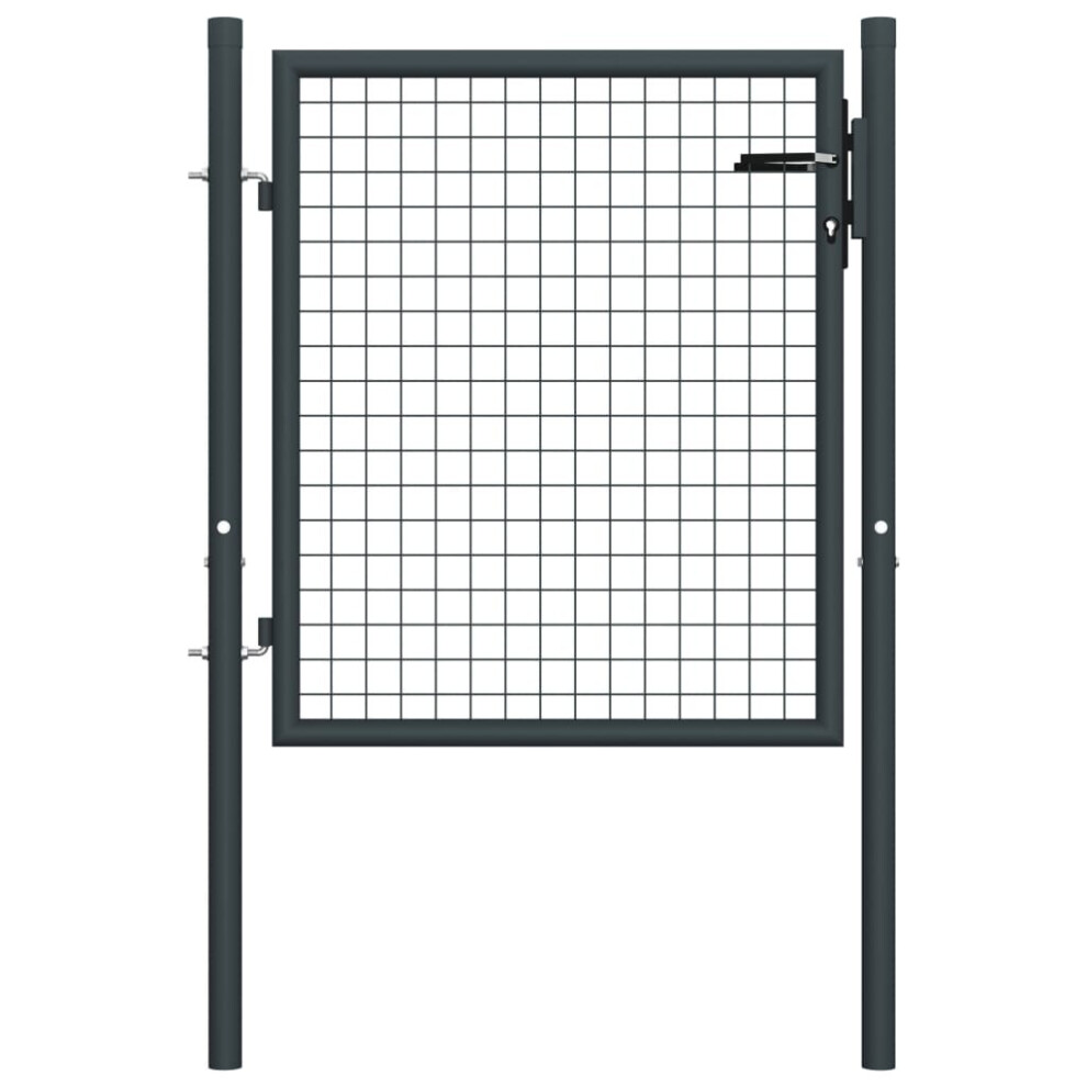 Vidaxl Mesh Garden Gate Galvanised Steel Grey Backyard Barrier Driveway Door 8719883769356