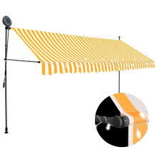 vidaXL manuel udtrækkelig markise med LED-lys 350 cm hvid og orange
