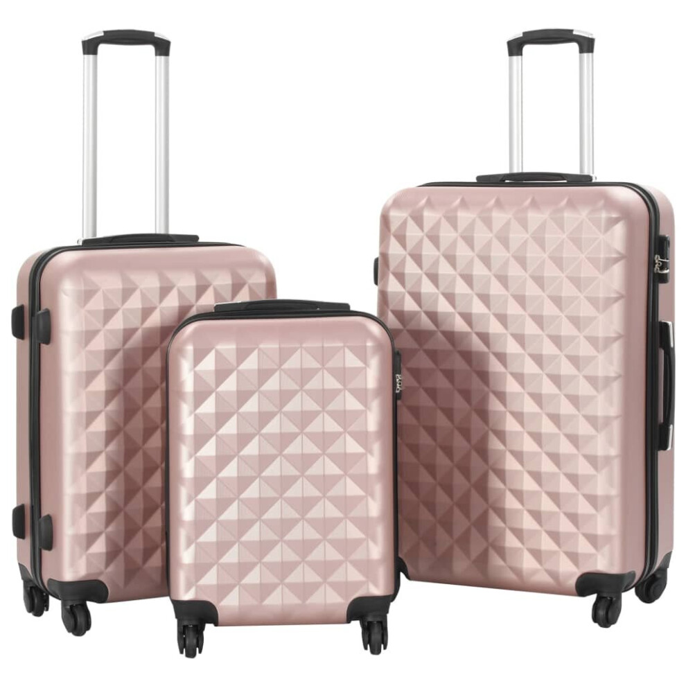 vidaXL 3 Piece Hardcase Trolley Set Rose Gold ABS Travel Luggage Bag Suitcase