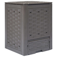 vidaXL Garden Composter Brown 300 L Plastic Rattan Fertiliser Container Bin