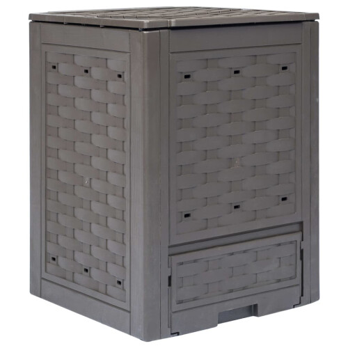 vidaXL Garden Composter Brown 300 L Plastic Rattan Fertiliser Container Bin